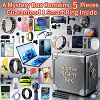 Boîte mystère électronique porte-bonheur garantie avec anneau intelligent inclus, 5 pièces : Téléphone 5G, Lunettes intelligentes, Montre, Écouteurs, Drone, Caméra d'action, Cadeaux