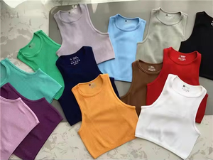 Top Corto Senza Cuciture da Donna, Canotta a Costine Traspirante, <span class=keywords><strong>Moda</strong></span> Streetwear Casual Senza Maniche in Maglia - Product Image 5