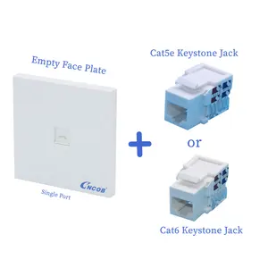 空の白いPC86タイプホームオフィスネットワーク接続ウォールプレートシングル1ポートrj45ウォールパネルフェイスプレートソケット