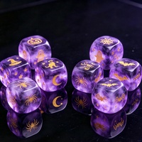 Dés de jeu en résine rose et violette, dés de jeu gravés avec des perles, ensemble de dés pour Mahjong, Backgammon, jeux de société