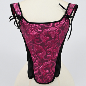 Women Overbust Corset Crop Tops Retro Jacquard Shoulder Strap Bustier <b>Vest</b> Body Shaper Laceup Boned Bodices - Product Image 5