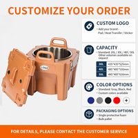 Conteneur à soupe professionnel de 40 L, rond, rotomoulé, avec doublure en acier inoxydable isolée, pour restaurant commercial, barbecue