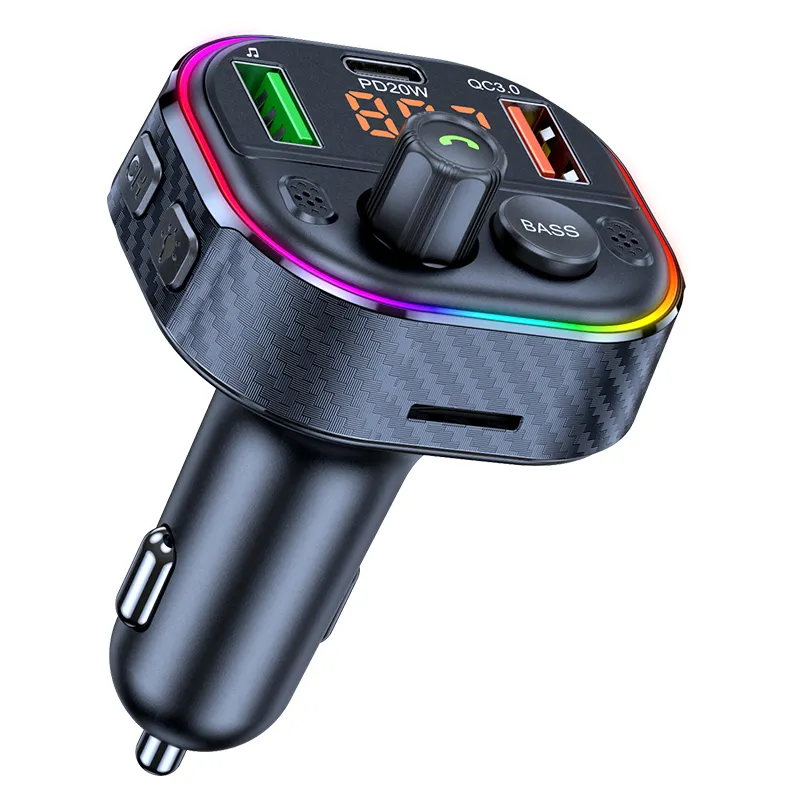 HIGI T86M Car Hands-free Bluetooth 5.1 FM Transmitter Car Kit MP3 Modulator Player