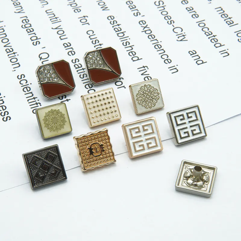 Custom shape square vintage diamond rhinestone crystal 4 part button press metal custom snap buttons for clothes