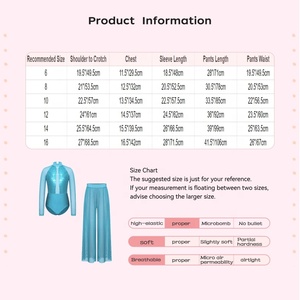 Traje de Danza Lírica para Niñas de 6 a 16 Años, Leotardo de Manga Larga, Pantalones Anchos Transparentes, Atuendo para Competencia y Recital de Danza, Personalizable - Product Image 6