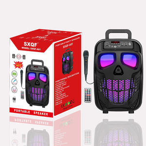 SXQF Nouveau Haut-parleur LED coloré 8 pouces en forme de tête de mort pour extérieur, avec microphone, télécommande, subwoofer, étanche IPX5, commande vocale - Product Image 3