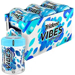 Trident Vibes Peppermint Wave Sugar Free Gum, 6 Bottles of 40 Pieces