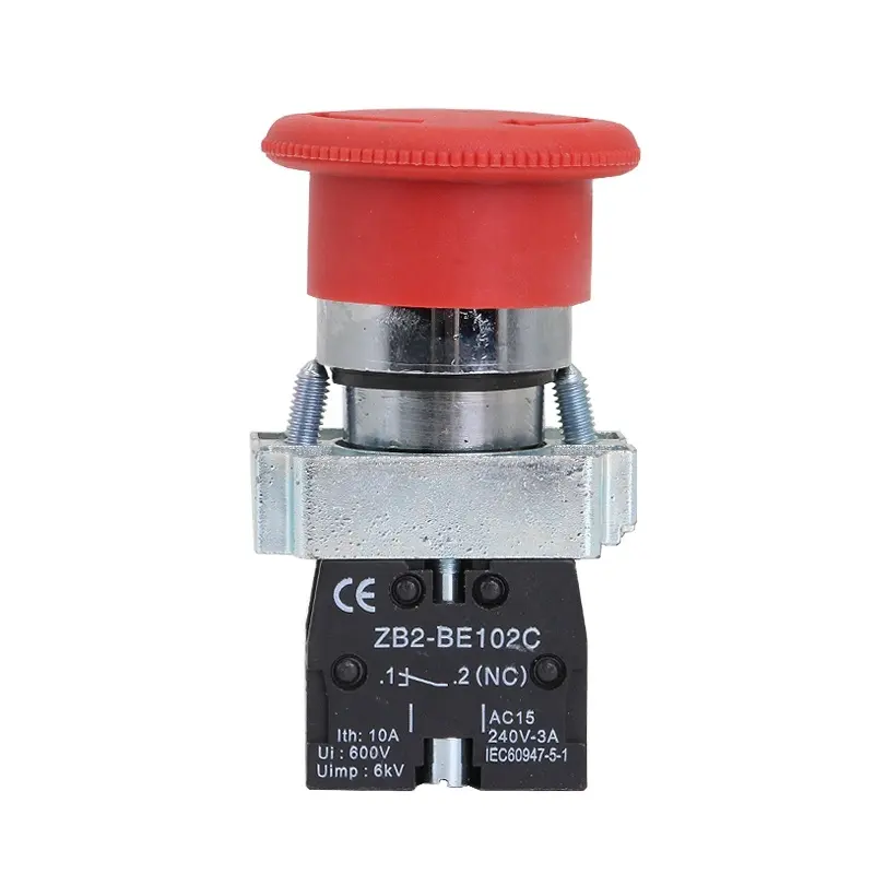XB2 BS542 Rortary Push Button acil durdurma düğmesi NC ZB2-BE102C 40mm kırmızı mantar kafa 1NC