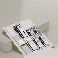 Kit de manucure et pédicure professionnel de luxe portable de haute qualité en acier inoxydable avec logo personnalisé et sac en cuir PU