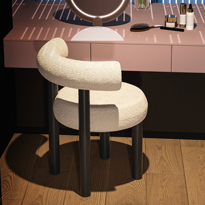 Silla de comedor de Evento de Boda sin brazos con respaldo de tela de terciopelo con piernas cilíndricas crema simple nórdicas modernas - Product Image 2