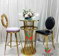 Table ronde en acier inoxydable doré pour réception d'événements table de mariage table à gâteau