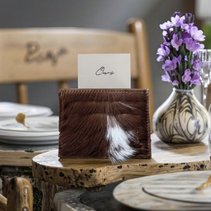 Factory Customized Attractive Stylish Vintage Cow Fur Leather Wallet Credit Card <b>ID</b> <b>Holder</b> Purse Clutch Button - Product Image 1