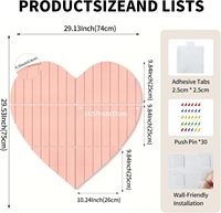 Tablero de Fieltro Acústico Decorativo con Forma de Corazón, 29"x29", para Fotos, Notas y Anuncios, Adhesivo, para Oficina y Hogar
