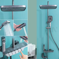 Oferta Especial: Set de Ducha de Lluvia para Baño de Aluminio Espacial con Control de Teclas de Piano Cerámicas, Grifo Mezclador Termostático de 4 Funciones y Deslizador