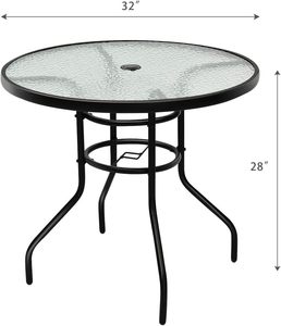 Mesa de comedor exterior, mesa de centro de cristal, mesa de acero metálico, muebles de exterior para granja, villa, gimnasio, entrada - Product Image 2