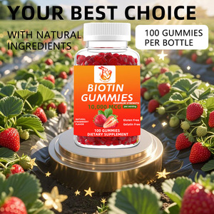 Gummies de biotine en gros d'usine avec biotine sodique favorisant la croissance des cheveux, compléments à base de plantes, saveur fraise naturelle - Product Image 6