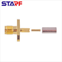 Conector Coaxial RF RG316 SMA Hembra con Brida de 2 Orificios para Panel, Compatible con RG316, RG174, LMR100, de Cobre