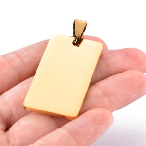 Plaques rectangulaires vierges en acier inoxydable 20x40mm pour gravure, pendentifs d'identification métalliques pour bijoux personnalisés DIY, vente en gros - Product Image 5
