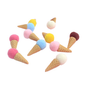 <span class=keywords><strong>Mini</strong></span> Props de Sorvete Feitos à Mão com Bolas de Feltro de Lã para Fotografia, Suprimentos para Festa de Aniversário de Menina ou Menino, Presente de Natal - Product Image 1
