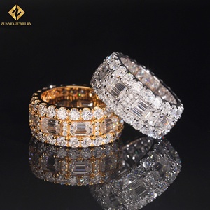Moissanite Eternity Band <b>Rings</b> 18K Gold Plated Emerald Cut Pave Setting Luxury <b>Mens</b> Wedding Jewelry <b>Ring</b> - Product Image 6