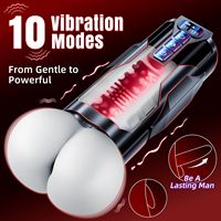 Männlicher Masturbator für Herren – BootyPop Automatischer Realistischer Po/Vagina-Stimulator mit 360°-Heizung, 10 Vibrationsmodi, 7 Stoßmodi, Taschenformat, LCD
