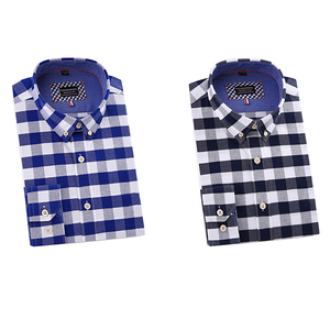 En gros bouton vers le bas des chemises hommes coton slim fit hommes casual plaid robe chemise - Product Image 1