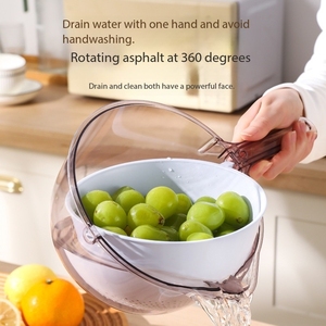 Multifunctional Fruit & Vegetable Draining Bowl Drain Basket for Kitchen Washing Rice Basket Plastic Draining Wash Fruit Basin - Product Image 3