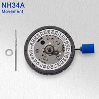 Montre mécanique automatique standard en acier inoxydable argenté avec mouvement NH34A fabriqué au Japon, version GMT, pièces détachées, réductions en gros