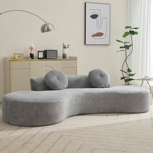 108.3" Sectional <b>Foam</b> Couch Curved <b>Sofa</b> Chaise Lounge Modular Convertible Hotel Set Upholstered Beige Modern Living - Product Image 3
