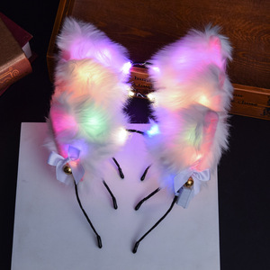 Diadema de peluche luminosa unisex con orejas de conejo y elementos de plumas para el Día de Año Nuevo y juguete para puestos de mercado nocturno - Product Image 4