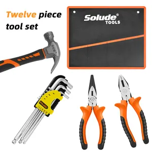 Jeu d'outils de marque Solude Jeu d'outils hexagonaux professionnels personnalisés Clés à molette Pince Mini jeu d'outils avec marteau