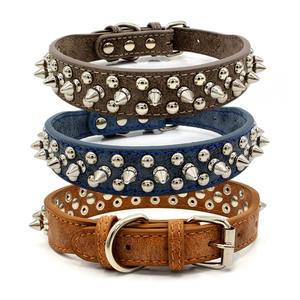 Retro Punk Style Anti-Bite Hunde halsband Mittleres und großes Hunde traktion halsband mit Retro Solid Pattern Cross-Border Sofa Leder - Product Image 2