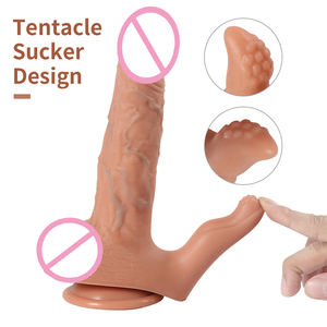 3 in 1 leccando vibratore realistico del Dildo del pene per le donne grande che spinge il Dildo del pene che vibra con telecomando - Product Image 1