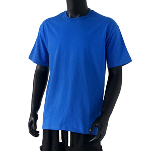 T50002 Moda Logotipo Personalizado Manga Curta Tripulação Pescoço T Shirt Oversized Sporty 100% Algodão Em Branco <span class=keywords><strong>Tee</strong></span> Pano Liso para Homens - Product Image 4