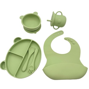 Ensemble de vaisselle pour bébé multi-styles, de qualité alimentaire, respectueux de l'environnement, en silicone souple, pour l'alimentation <span class=keywords><strong>complémentaire</strong></span> - Product Image 4
