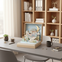 Boîte à gâteaux de lune 3D avec structure animée, emballage cadeau carré en papier pour gâteaux de festival
