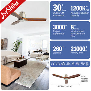 1stshine <span class=keywords><strong>Ventilateur</strong></span> de plafond Hotel Low Profile DC Réglable Wind Flush Monté APP Control <span class=keywords><strong>Ventilateur</strong></span> de plafond avec pales en bois - Product Image 3