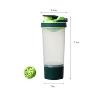 Bouteille de mélange de protéines de sport en plastique fantaisie transparente portable avec infuseur à thé personnalisé de 600 ml avec poignée
