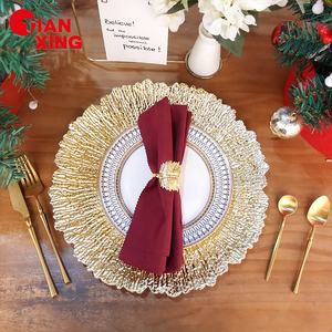 טיאנקסינג כלי אוכל אחרים זהב 13 אינץ' הגשה ארוחת ערב מתחת לצלחת צלחות מטען צלחות פלסטיק ערכות צלחות לחתונה - Product Image 2