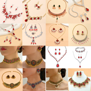 Conjunto <span class=keywords><strong>de</strong></span> Joyería Vintage Bohemia, Collar y Aretes con Pedrería Brillante y Perlas, para Mujer, Ideal para Bodas y Fiestas - Product Image 5
