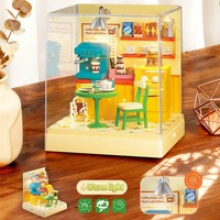 Decoración del Hogar, Casa en Miniatura para Manualidades, Rompecabezas 3D, Cabaña de Plástico, Cafetería, Tienda de Conveniencia, Bloques de Construcción de Modelos, 62 Piezas
