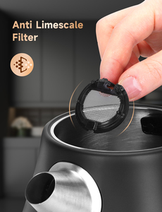 Aigostar bollitore in acciaio inox retrò, Display della temperatura, 1,7 l, 2200W, indicatore del livello dell'acqua visibile, LED, spegnimento automatico - Product Image 5