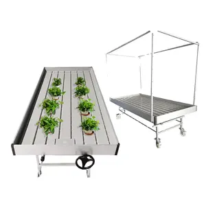 Table de culture hydroponique, banc à roulettes pour cultiver femmes, Ebb et flux de plantes, verticale
