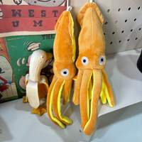 En gros, Porte-clés pendentif en peluche calmar réaliste et mignon, poupée en peluche douce en forme d'animal marin avec chaîne, breloque de sac, cadeau