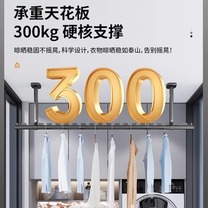 Séchoir à linge mural Yadingdi, capacité de charge 300 kg, pour balcon extérieur, résistant au vent, en métal, simple ou double barre - Product Image 1