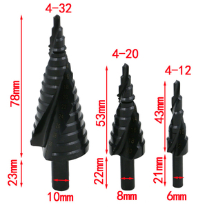 Foret étagé en acier rapide spiralé à azote 4-32mm, multifonctionnel, pour l'exportation, lot de 3 pièces - Product Image 4