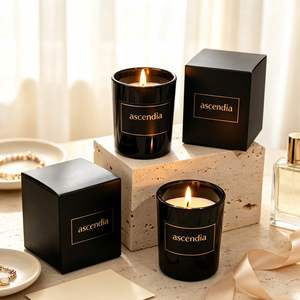 Bougie parfumée Ascendia en cire de soja dans un bocal en verre, aromathérapie, parfum d'ambiance luxueux pour la maison, durée de combustion de 40 à 60 heures, parfum floral végétal - Product Image 1