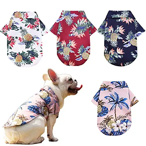 2024 ฤดูร้อนเสื้อยืดสไตล์ฮาวายชายหาดสับปะรดลายดอกไม้สุนัขเสื้อ seaside Cool เสื้อผ้าสําหรับลูกสุนัข