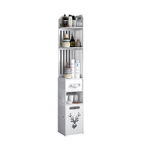 Gabinete Esquinero <span class=keywords><strong>de</strong></span> Piso para Baño <span class=keywords><strong>con</strong></span> Puerta, Cajón y Estantes Ajustables para Almacenamiento - Product Image 1