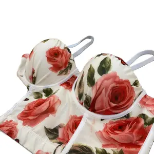 French Corset Waist 1/2 Cup Bras High-quality Bra Floral Crop Top for Women Sexy Summer Bustiers Vintage Corset Hook Eye Tape